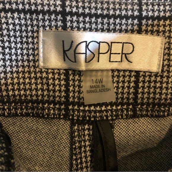 Kasper Houndstooth Trousers in Black & White, Flat Front, Elastic Side, size 14W - Picture 4 of 7